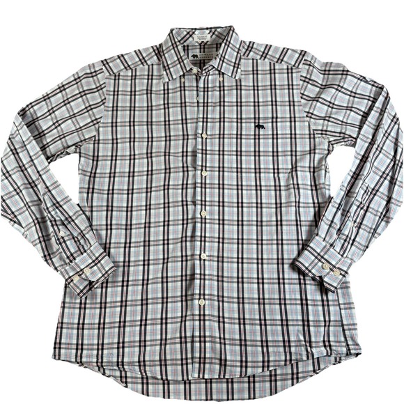 ONWARD RESERVE Tailored Fit Shirt Men's Medium Blue Red Check Long Sleeve - Picture 1 of 7